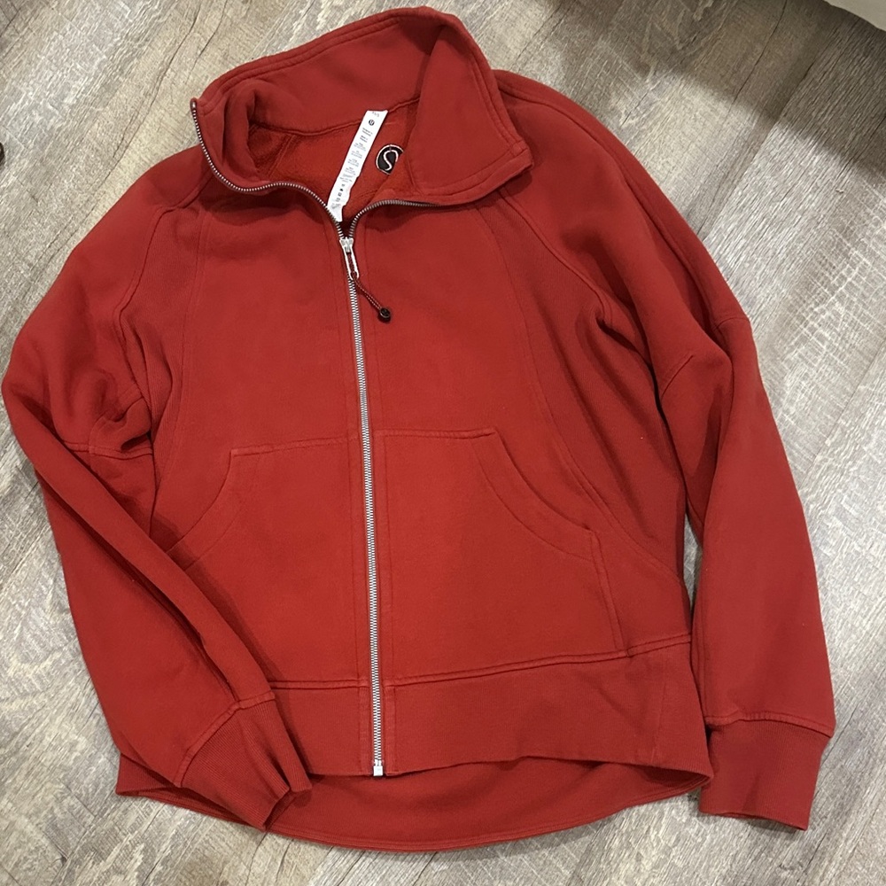 LULULEMON FULL ZIP LONG SCUBA SZ XS/S red/orange